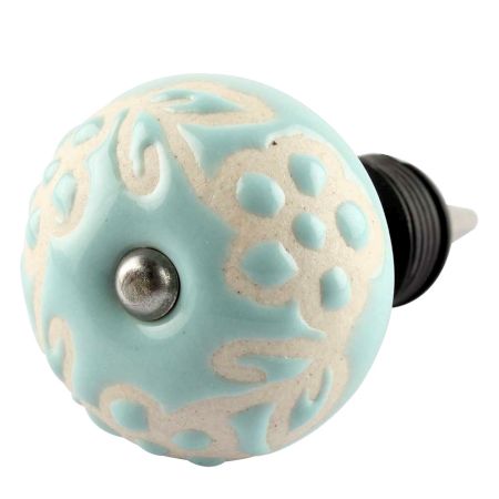 Sage Green Etched Ceramic Wine Stopper 
